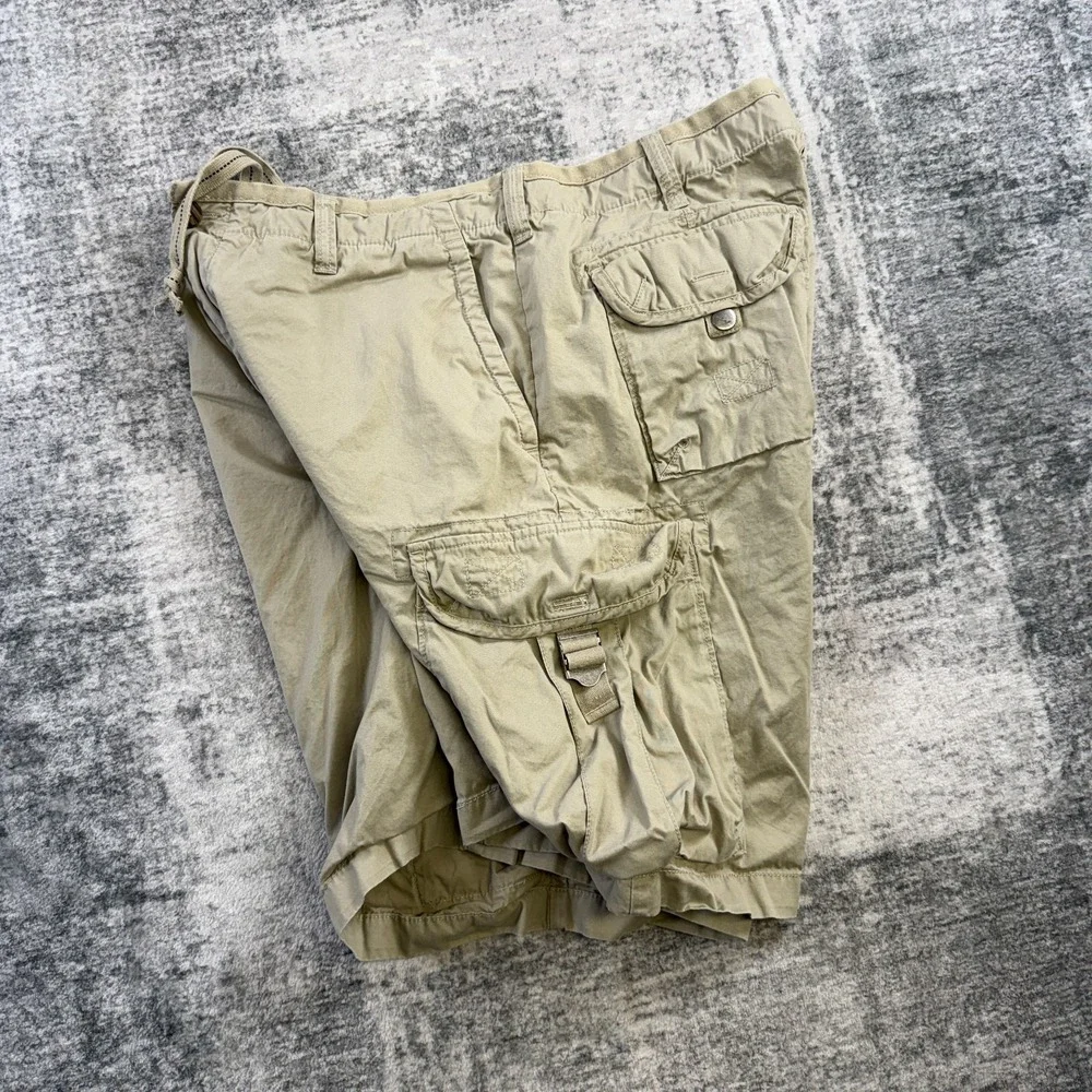 Y2K J Crew Cargo Shorts Men 38 Khaki Broken In Preppy Grunge Military Drawstring